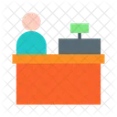レジ係、レジカウンター、カウンター アイコン