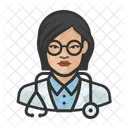 아시아인 의사 여자 아시아인 의사 아이콘