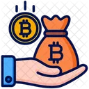 収入、手、ビットコイン アイコン