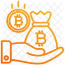 収入、手、ビットコイン アイコン