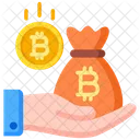 収入、手、ビットコイン アイコン