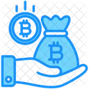 収入、手、ビットコイン アイコン