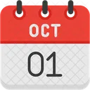 October Calendar Days Time And Date Icon