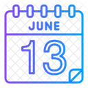 13 De Junio Junio Dia Del Calendario Icono
