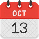 October Calendar Days Time And Date Icon