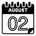 August 2 August Calendar Day Icon
