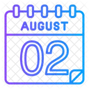 2 De Agosto Agosto Dia Del Calendario Icono