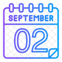 2 De Septiembre Septiembre Dia Del Calendario Icono