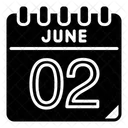 June 2 June Calendar Day Icon