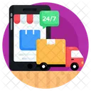 Mobile Shop 24 7 Delivery Mcommerce Icon