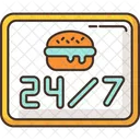 24 7 Open Burger Icon