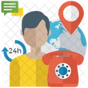 24 Hour Helpline Customer Service Call Center Agent Icon