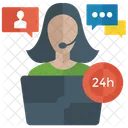 24 Hour Support Customer Representative Customer Service Icon