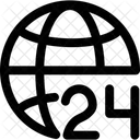 24 X 7 Global Worldwide Connectivity Icon