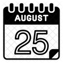 August 25 August Calendar Day Icon
