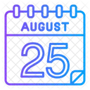 August 25 August Calendar Day Icon