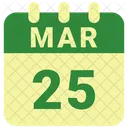 Marzo Fecha Calendario Icono