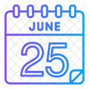 25 Juni Juni Kalendertag Symbol