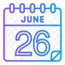 26 Juni Juni Kalendertag Symbol