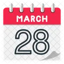 28 De Marzo Marzo Fecha Icono