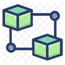 3 D Connected Blockchain  Icon