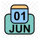 Junio Calendario Fecha Icono