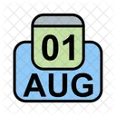 Agosto Calendario Fecha Icono