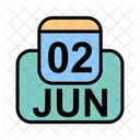 Junio Calendario Fecha Icono