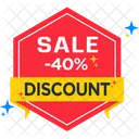 Forty Percent Discount Discount Discount Badge Icon