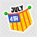 4th July July Banner Independence Day Icon