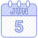 Junio Fecha Calendario Icono