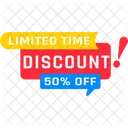 Fifty Percent Discount Fifty Percent Off Limited Time Discount 아이콘