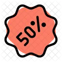 50 Percent Sticker Discount Sticker Percent Label Icon