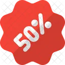 50 Percent Sticker Discount Sticker Percent Label Icon