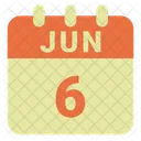 Junio Fecha Calendario Icono