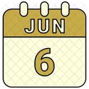 Junio Fecha Calendario Icono