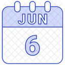 Junio Fecha Calendario Icono