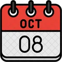 Octubre Dias Del Calendario Hora Y Fecha Icono