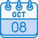 Octubre Dias Del Calendario Hora Y Fecha Icono