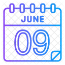 9 Juni Juni Kalendertag Symbol