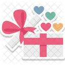 A Forma Di Cuore Regalo Damore Confezione Regalo Aperta Icon