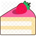 바닐라 딸기 케이크 한 조각  아이콘