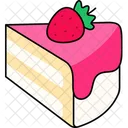 A Piece Of Vanilla Strawberry Cake Tilted Slightly Upward Dessert Icon