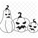 Abóboras de Halloween com rostos assustadores esculpidos  Ícone