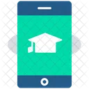 Mobiles Lernen Absolventenhut Online Bildung Symbol