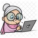 Abuela usando laptop  Icono