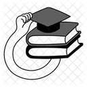 Black Monochrome Graduation Cap And Books Illustration Academic Achievement Cap And Gown Symbol