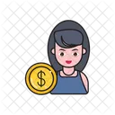 Account Dollar Female Icon