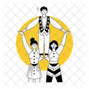 Acrobatas De Circo Actuacion Artista Icono