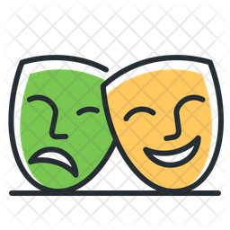 Acting Mask Icon - Download in Colored Outline Style